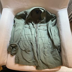 J. Crew olive green fall jacket with waist tie